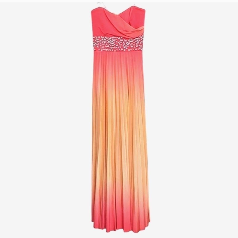 Speechless Pleated Rhinestone Accent Waist Lace Up Back Dress Size Medium - Picture 11 of 14